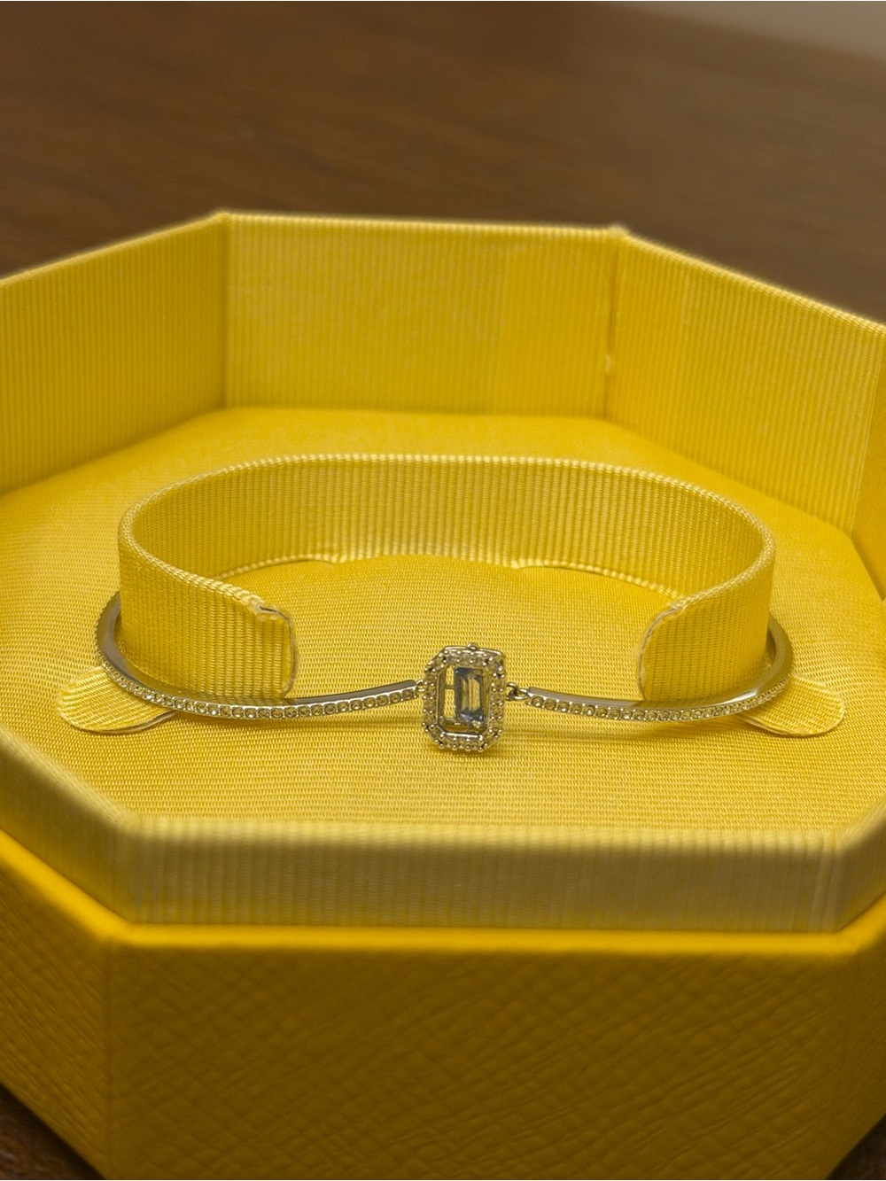 Swarovski Gold-Tone Emerald-Cut Crystal Bangle Bracelet